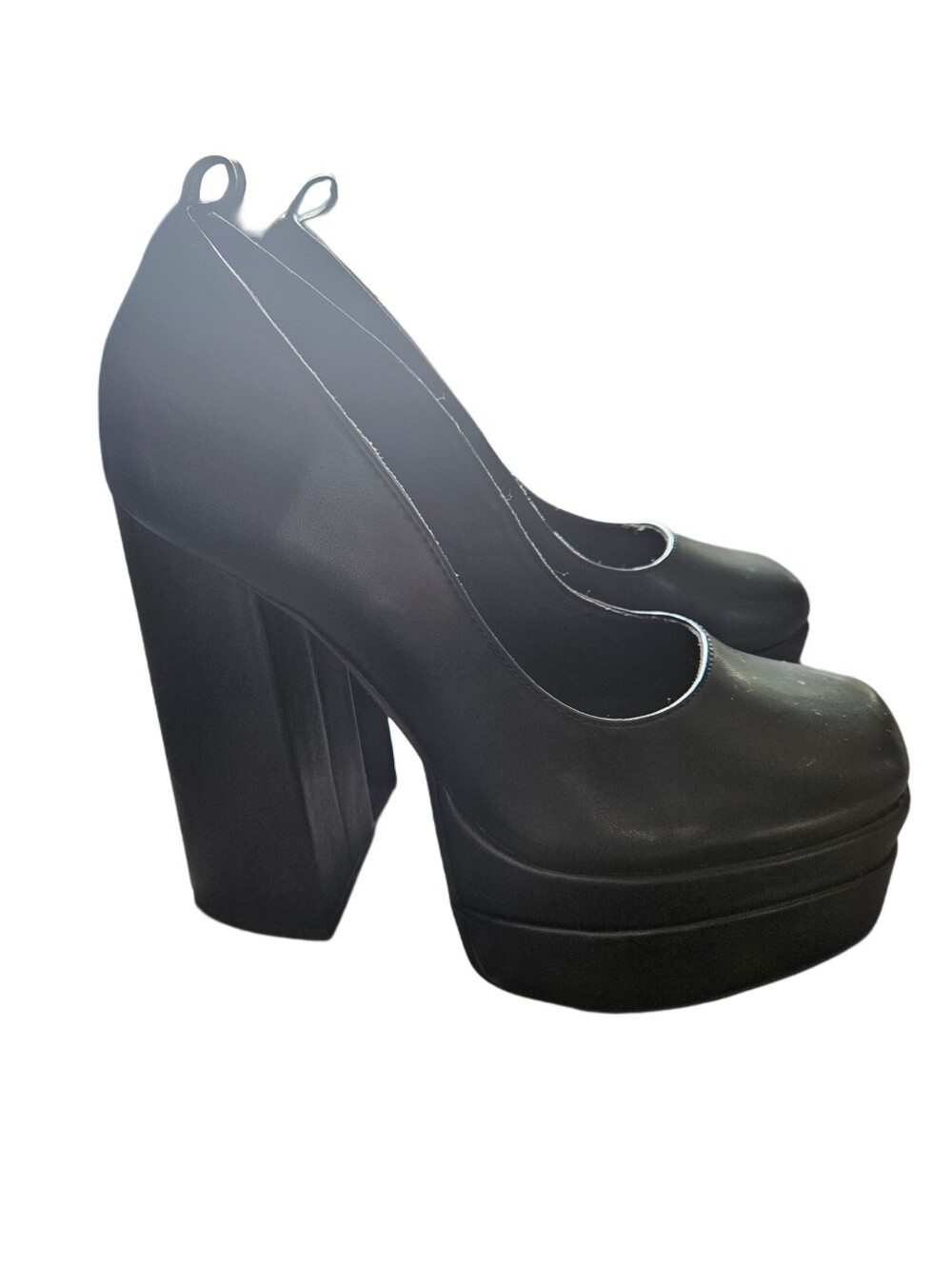 Dream Pairs Black Chunky Double Platform Pumps Square Toe Block Heel Size 8.5 - Picture 5 of 9